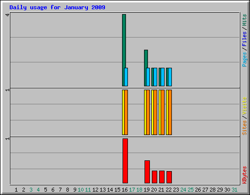 Daily usage for January 2009